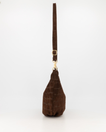Teatro - Savina Toscana - Crossbodytas - Leer - Suede - Croco -Donkerbruin