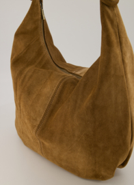 Teatro - Suez - Schoudertas - Handtas - Groot - Suede - Leer - Cognac