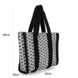 Ruime shopper - teddy - wit/zwart
