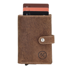 Leren creditcardhouder + sleutelhanger, bruin - Hide & Stitches