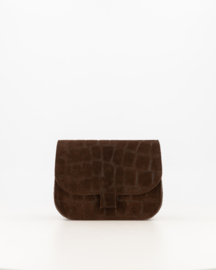 Teatro - Flora - Crossbodytasje - Suede - Leer - Croco -Donkerbruin