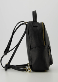 Klein rugtasje - Zwart - Axel - Classic Grain - Bronskleurig