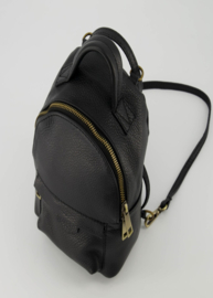Klein rugtasje - Zwart - Axel - Classic Grain - Bronskleurig