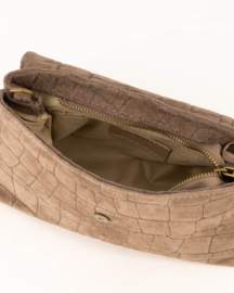 Teatro - Avila - Schoudertasje - Crossbodytasje - Suede - Leer - Croco - Taupe