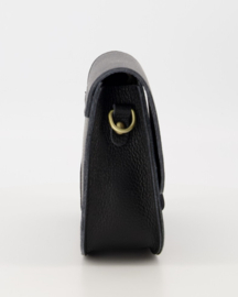 Leer - Crossbodytasje  - Zwart - Bronskleurig - Flora - Classic Grain