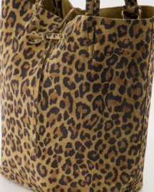 Suede leren mini shopper / crossbodytasje, luipaard - Alice
