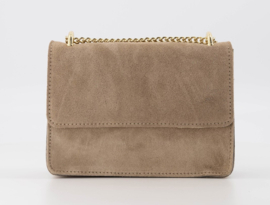 Suede leren crossbodytasje  met gouden details - Beige -  Yara