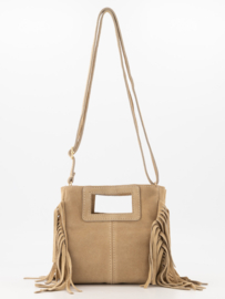 Teatro - Sylvie - Handtasje - Crossbodytasje - Suede - Leer - Zand - Franjes - Klein