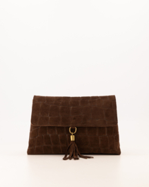 Teatro - Avila - Schoudertasje - Crossbodytasje - Suede - Leer - Croco - Donkerbruin