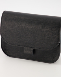 Leer - Crossbodytasje  - Zwart - Bronskleurig - Flora - Classic Grain