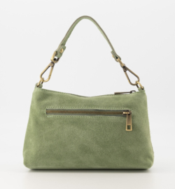 Leren suede crossbodytasje/handtasje, saliegroen - Cosi