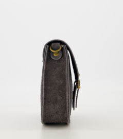 Suede - Leer - Crossbodytasje - Grijs - Bronskleurig - Sola