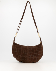 Teatro - Savina Toscana - Crossbodytas - Leer - Suede - Croco -Donkerbruin