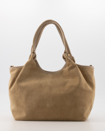 Teatro - Lou Medium - Suede Grain - Leer - Handtas - Schoudertas - Gouden details - Zand