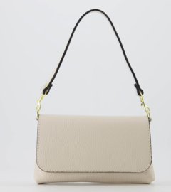 Klein leren avondtasje, clutch, beige - Lara