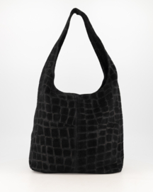 Teatro - Loreen Toscana Croco - Schoudertas - Shopper - Leer - Suede - Black