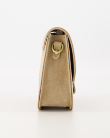 Leer - Suede -  Crossbodytasje  - Zand - Bronskleurig - Flora