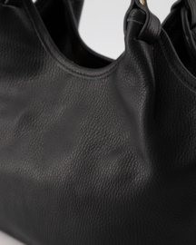 Teatro - Lou Medium - Classic Grain - Leer - Handtas - Schoudertas - Gouden details - Black