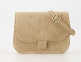 Leer - Suede -  Crossbodytasje  - Zand - Bronskleurig - Flora