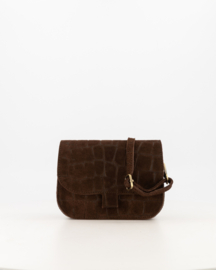 Teatro - Flora - Crossbodytasje - Suede - Leer - Croco -Donkerbruin