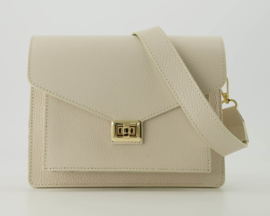 Leren crossbodytas/handtas, beige - Stacey