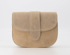Suede leren crossbodytasje, zand - Maan