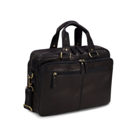Leren laptoptas/werktas/schooltas, zwart - Bag2Bag