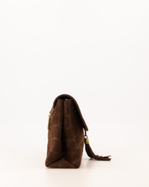 Teatro - Avila - Schoudertasje - Crossbodytasje - Suede - Leer - Croco - Donkerbruin