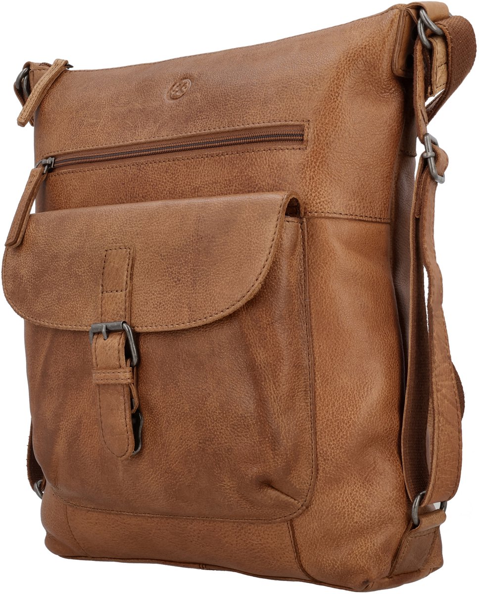 Hide & Stitches - Paint Rock - Schoudertas - Rugzak - Leer - Ruim - Cognac