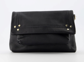 Leren crossbodytasje, zwart - Jade