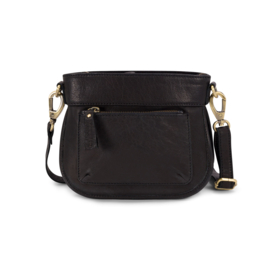 Leuk klein leren schoudertasje/crossbodytasje, Bag2Bag, zwart