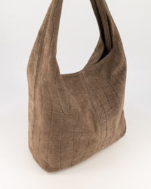 Teatro - Avila - Schoudertasje - Crossbodytasje - Suede - Leer - Croco - Taupe
