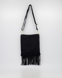 Teatro - Indigo - Crossbodytas - Suede - Leer - Black - Gouden Details