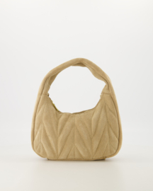 Leer - Suede -  Crossbodytasje  - Handtasje - Zand - Goudkleurig - Mabel