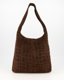 Teatro - Loreen Toscana Croco - Schoudertas - Shopper - Leer - Suede - Dark Brown