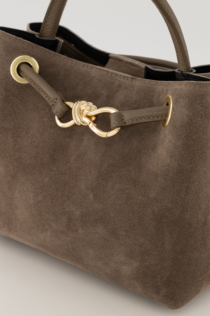 Teatro - Mimi - Schoudertas - Handtas - Crossbodytas - Taupe - Gouden details - Leer - Suede