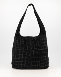 Teatro - Loreen Toscana Croco - Schoudertas - Shopper - Leer - Suede - Black