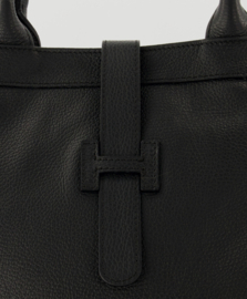 Leren schoudertas met goudkleurige details,  zwart - Heila