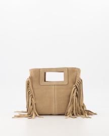 Teatro - Sylvie - Handtasje - Crossbodytasje - Suede - Leer - Zand - Franjes - Klein