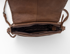 Leren schoudertasje, donkerbruin - Bag2Bag, model Sylte
