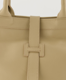 Leren schoudertas met goudkleurige details,  taupe- Heila