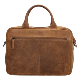 Stoere leren laptoptas, 13,3 inch, bruin - Hide & Stitches