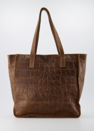 Leren handtas / shopper, taupe - Cleo