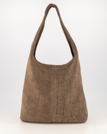 Teatro - Avila - Schoudertasje - Crossbodytasje - Suede - Leer - Croco - Taupe