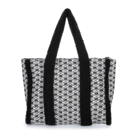 Ruime shopper - teddy - wit/zwart