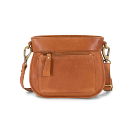 Leuk klein leren schoudertasje/crossbodytasje, Bag2Bag, cognac