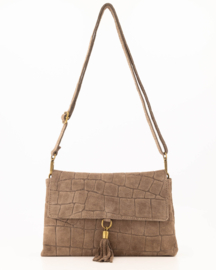 Teatro - Avila - Schoudertasje - Crossbodytasje - Suede - Leer - Croco - Taupe