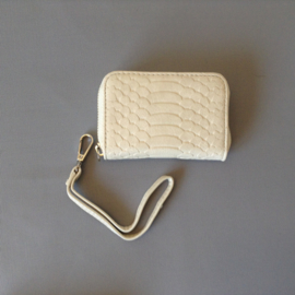Klein (mini) portemonnee met kroko structuur, roomwit/creme, Giuliano