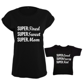 Twinning set - dames shirt & babyshirt - Super (gepersonaliseerd)