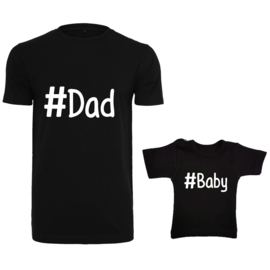 Twinning set herenshirt & baby shirt Hashtag Sweater gepersonaliseerd naam baby | One of it